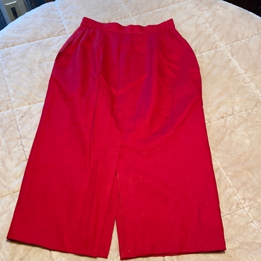 Talbots midi 100% silk red skirt